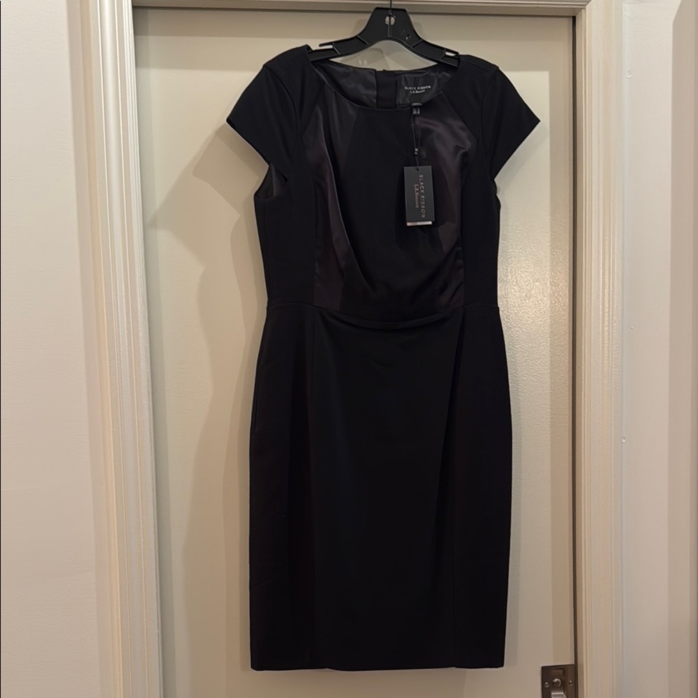 LK Bennett Black Sheath Dress Knee-Length Short Sleeve